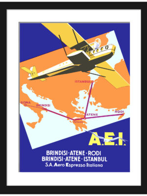 1932 AEI Italian Seaplane Vintage Travel Poster