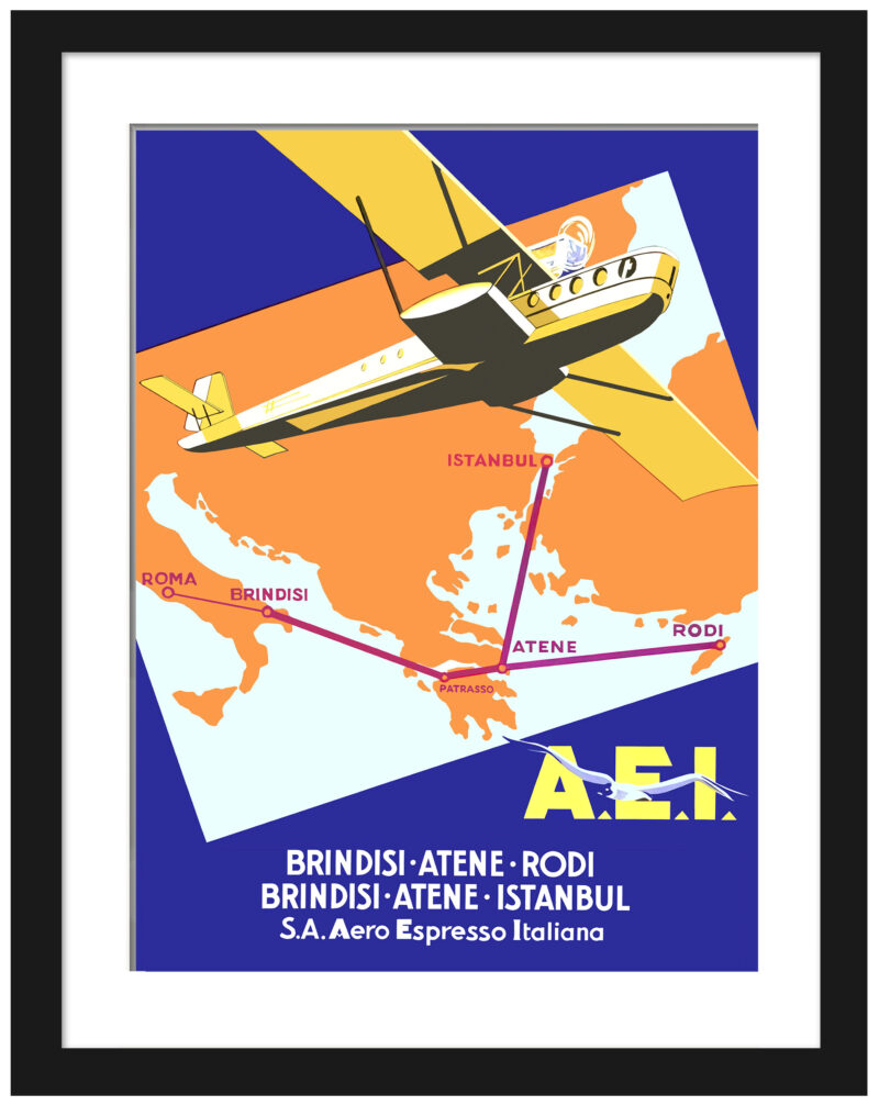 1932 AEI Italian Seaplane Vintage Travel Poster