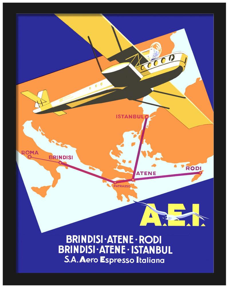 1932 AEI Italian Seaplane Vintage Travel Poster