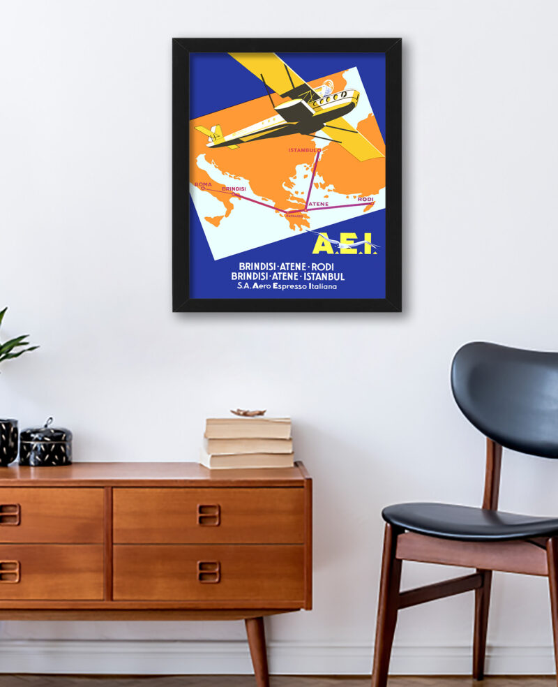 1932 AEI Italian Seaplane Vintage Travel Poster