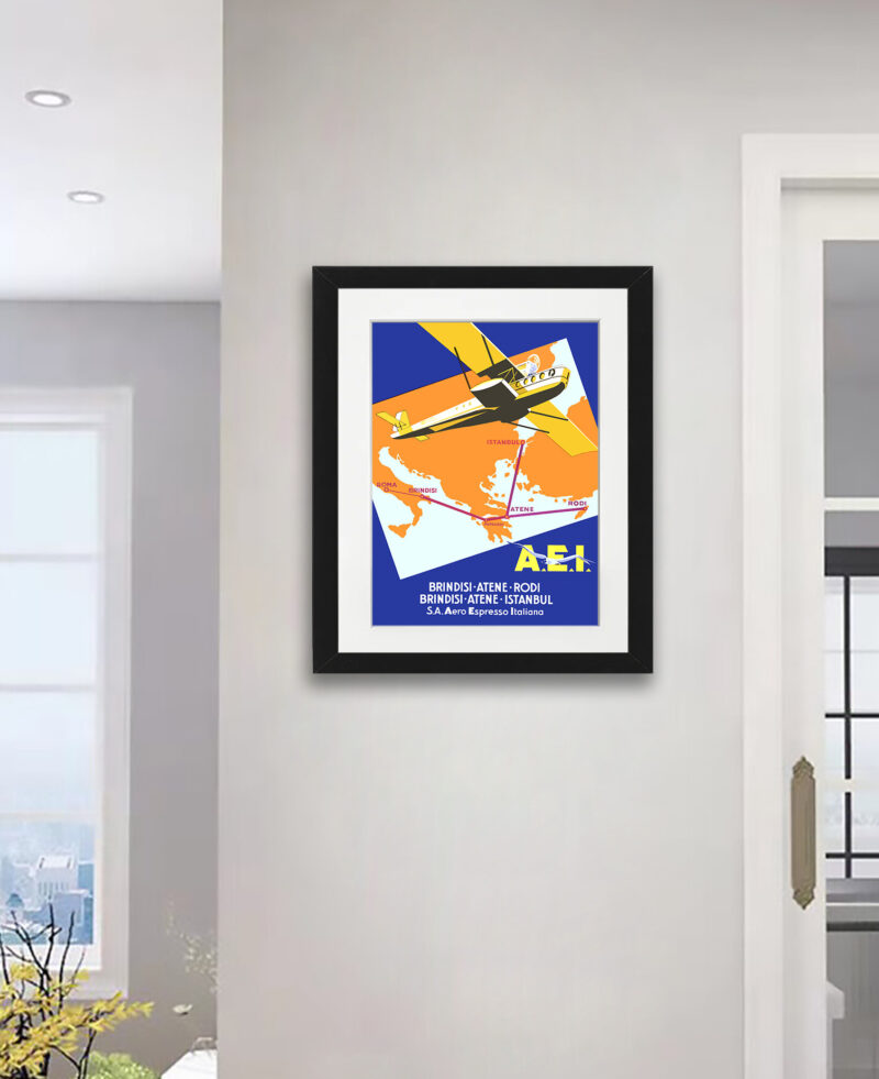 1932 AEI Italian Seaplane Vintage Travel Poster