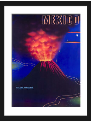 1950 Vintage Parícutin Volcano Mexico Poster