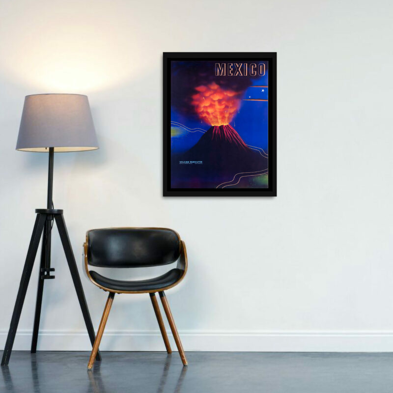 1950 Vintage Parícutin Volcano Mexico Poster