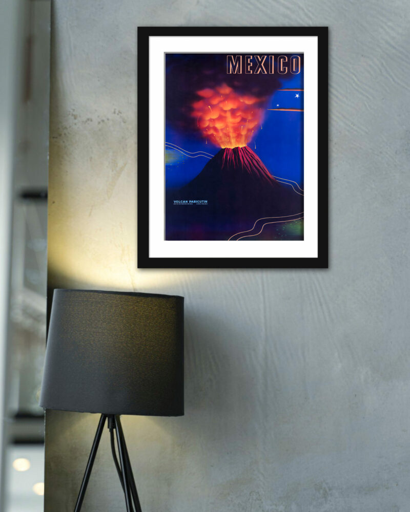1950 Vintage Parícutin Volcano Mexico Poster