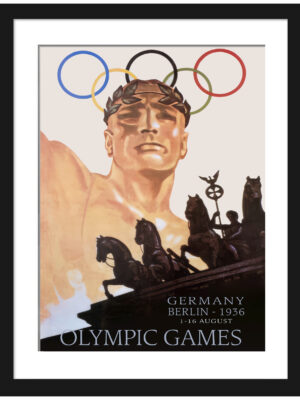 Reproduction of the 1936 Berlin Olympic Games poster with Brandenburg Gate.