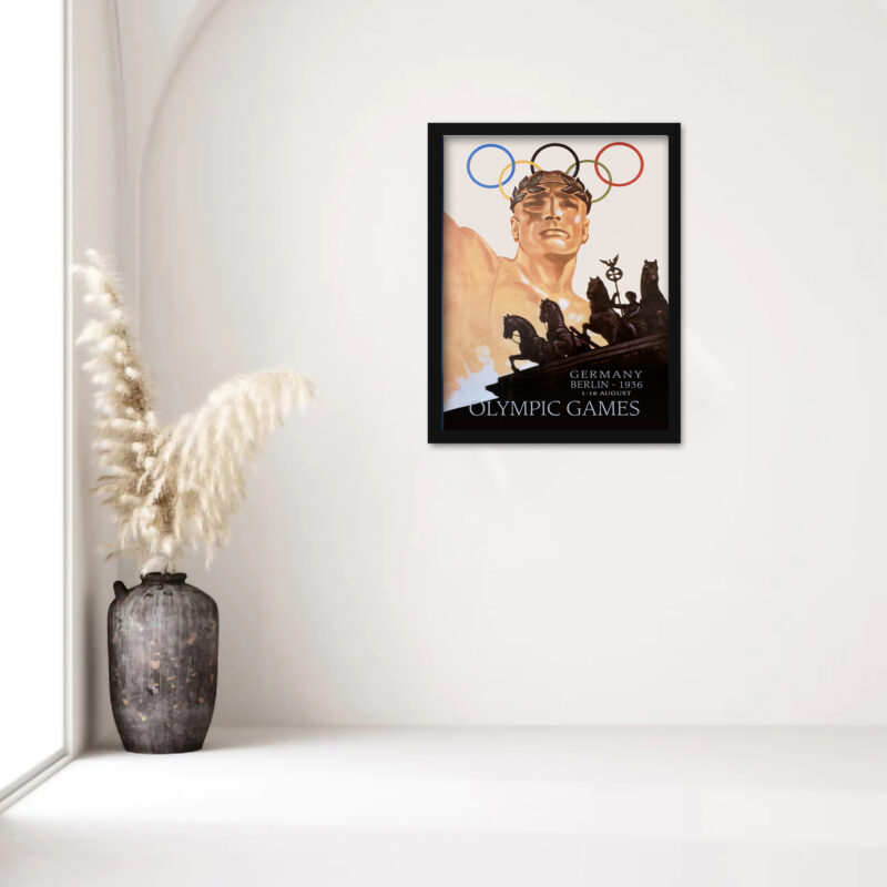 Reproduction of the 1936 Berlin Olympic Games poster with Brandenburg Gate.