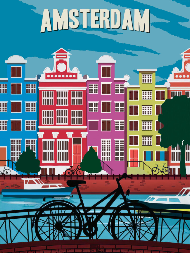 vintage Amsterdam Canal Scene Poster