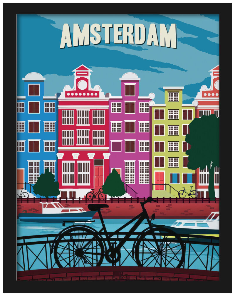 vintage Amsterdam Canal Scene Poster