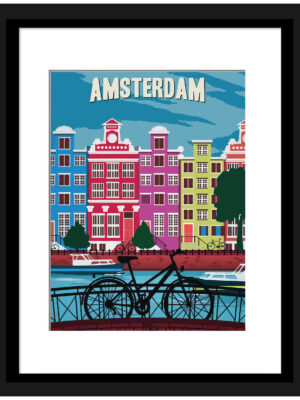 vintage Amsterdam Canal Scene Poster