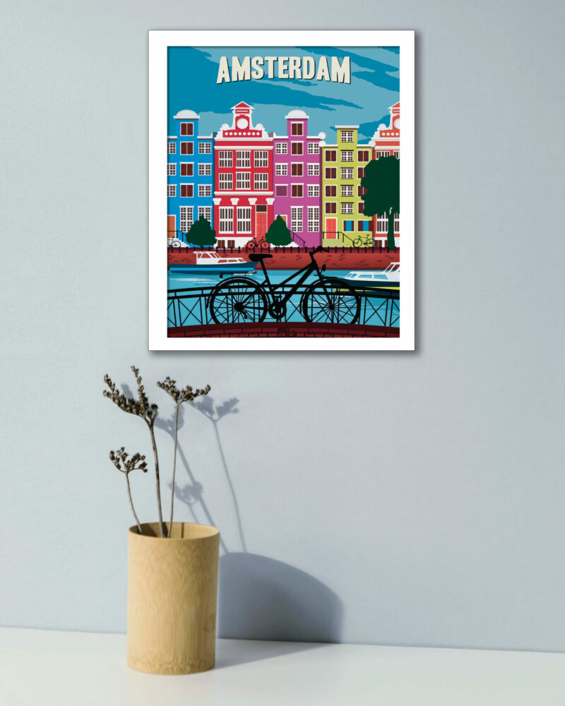 vintage Amsterdam Canal Scene Poster