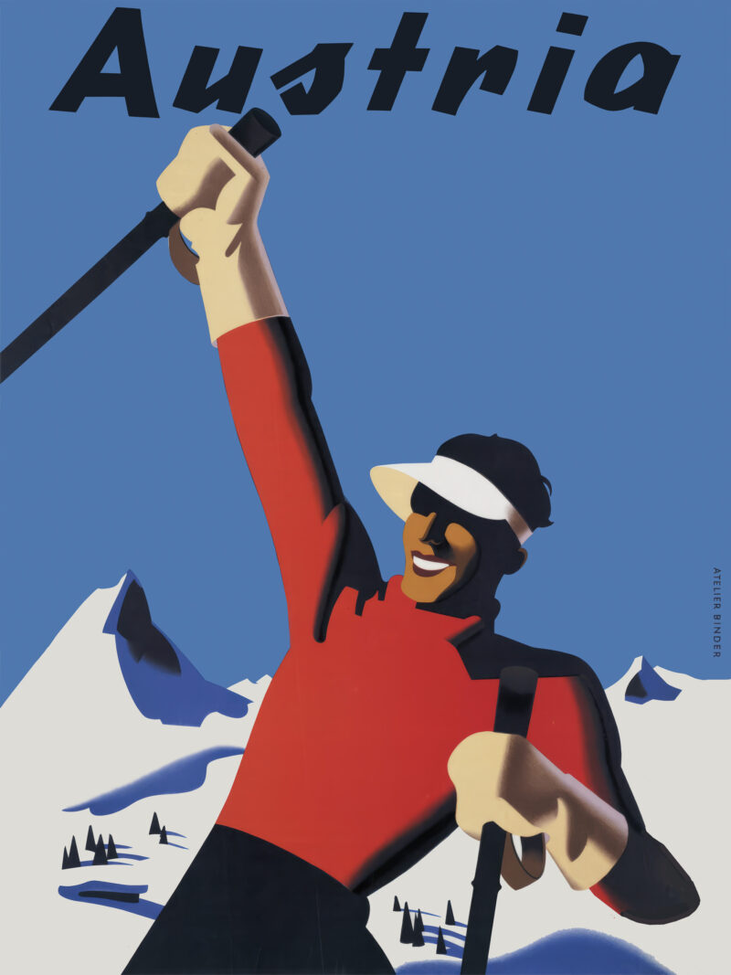 Vintage 1930s Austrian Skier Poster by Atelie Binder
