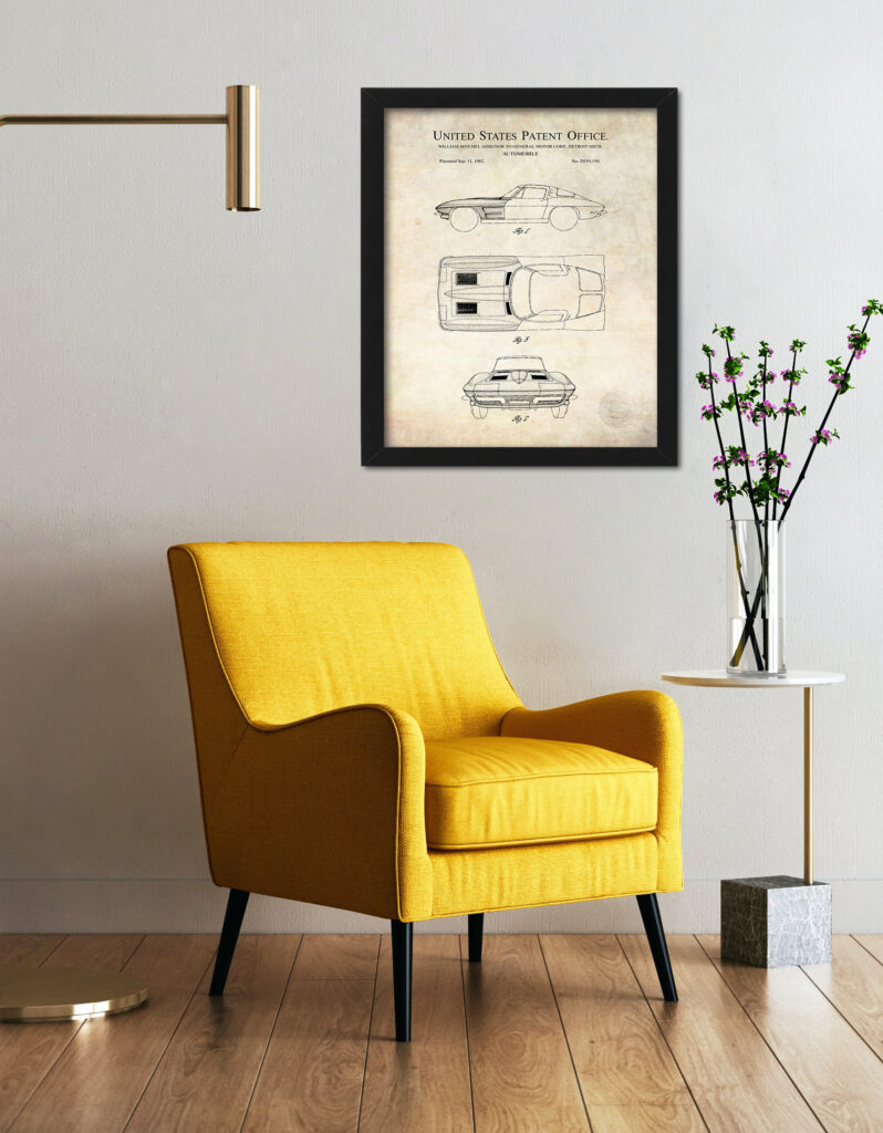 1962 GM Corvette Stingray Patent Illustration
