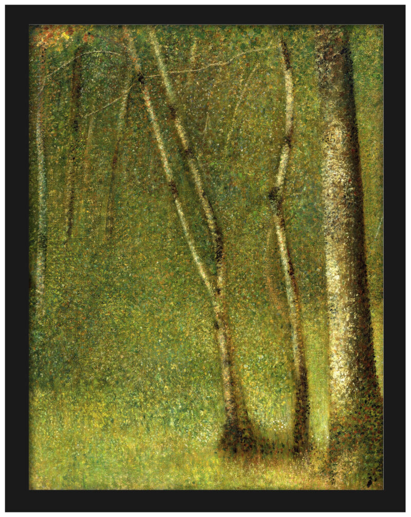 "The Forest at Pontaubert" by Seurat, art reproduction.