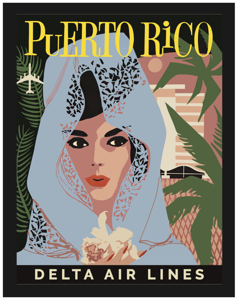 Vintage Puerto Rico Veiled Lady Poster