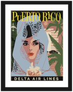 Vintage Puerto Rico Veiled Lady Poster