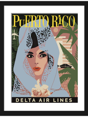 Vintage Puerto Rico Veiled Lady Poster