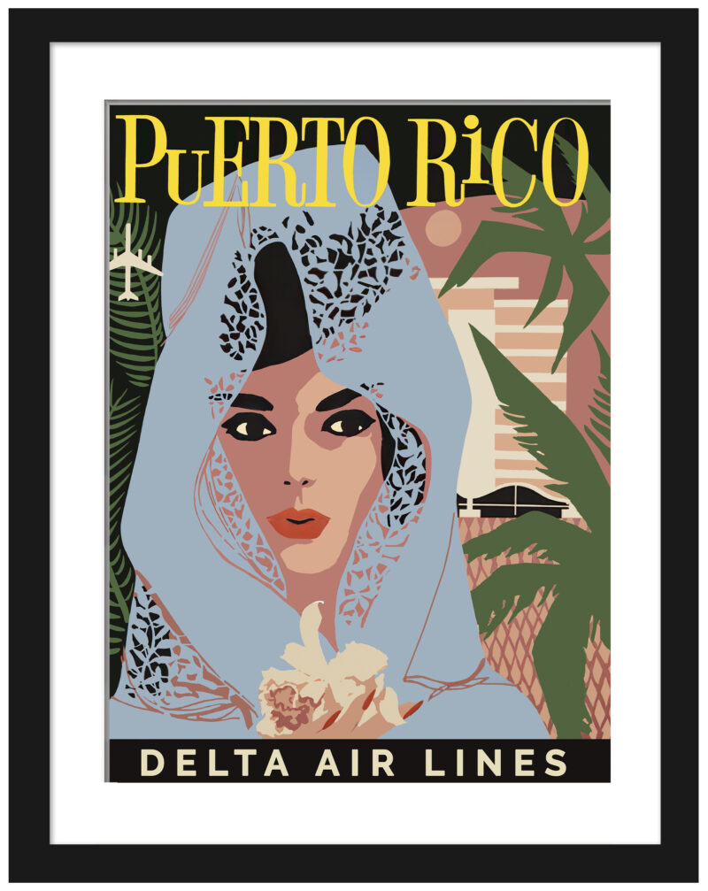 Vintage Puerto Rico Veiled Lady Poster