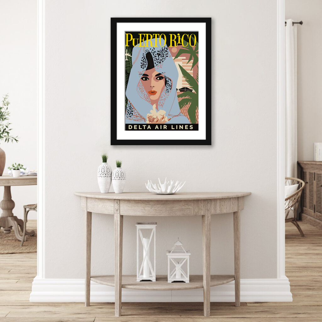 Vintage Puerto Rico Veiled Lady Poster