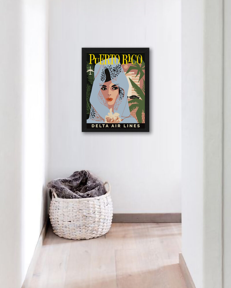 Vintage Puerto Rico Veiled Lady Poster