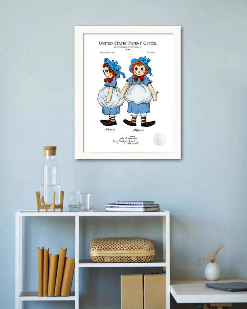 1915 Raggedy Ann Doll Patent Color Print