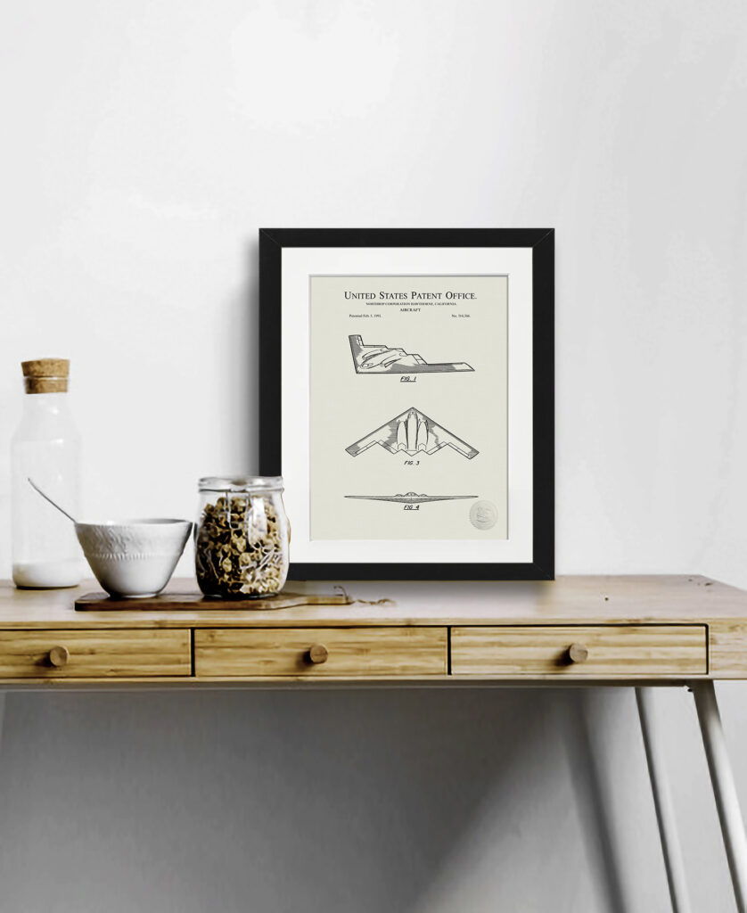 1991 B-2 Stealth Bomber patent illustration art print