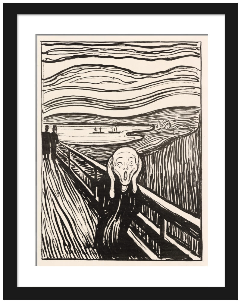 "The Scream" by Edvard Munch, 1895, artwork reproduction.