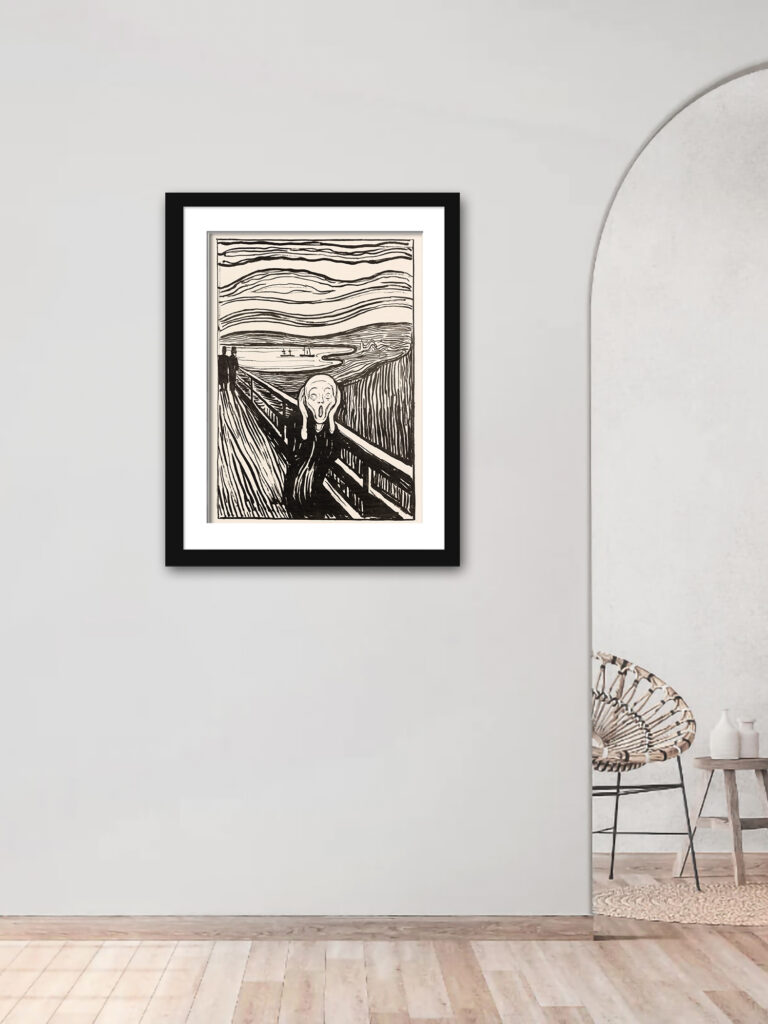 "The Scream" by Edvard Munch, 1895, artwork reproduction.