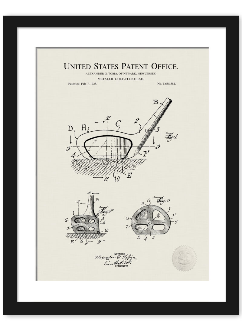 1927 vintage golf club patent illustration