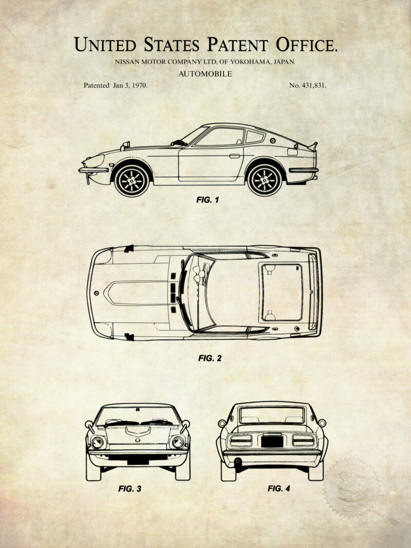 1970 Nissan 240Z Automobile Patent Illustration