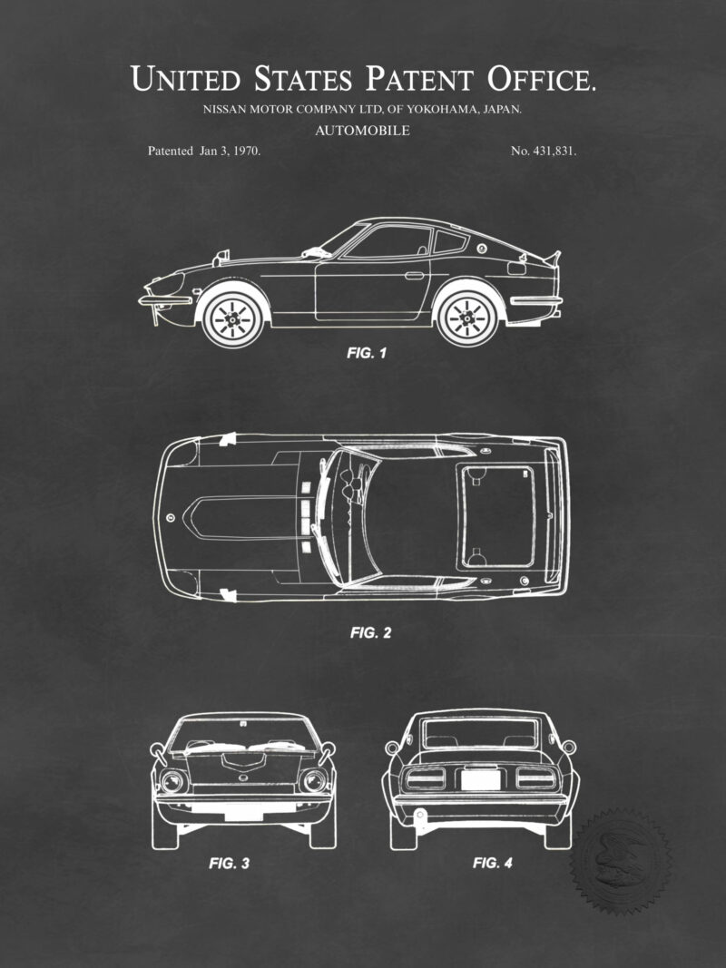 1970 Nissan 240Z Automobile Patent Illustration