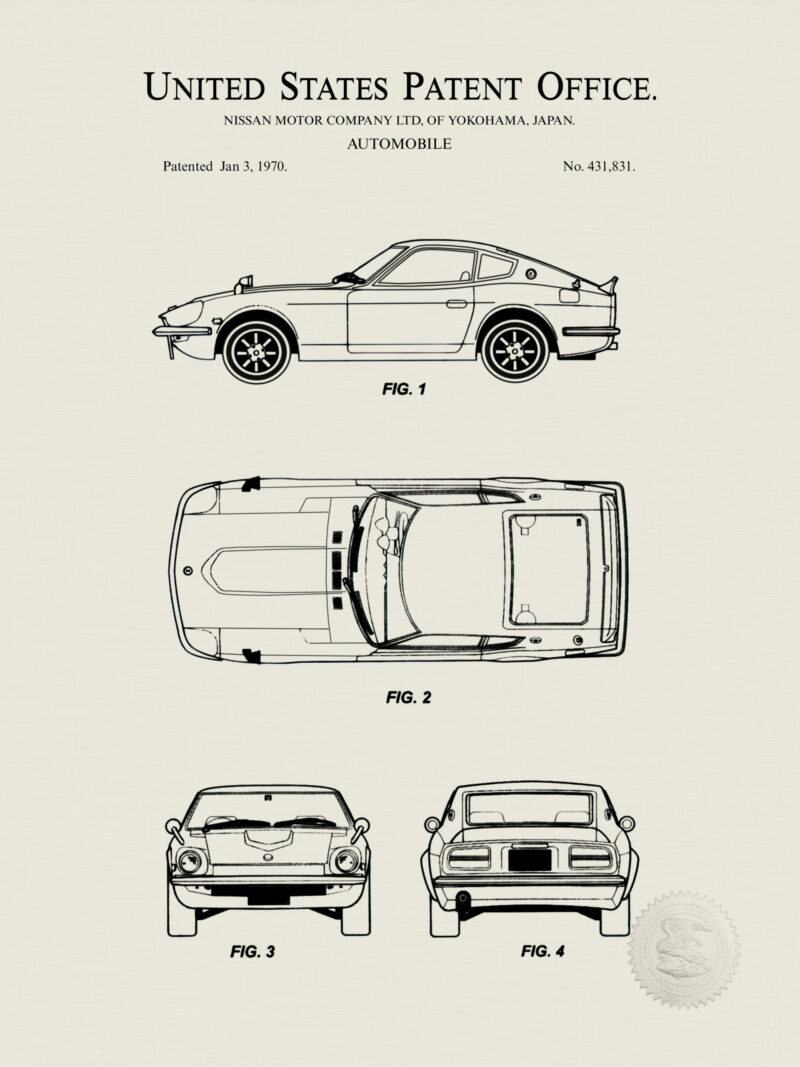 1970 Nissan 240Z Automobile Patent Illustration