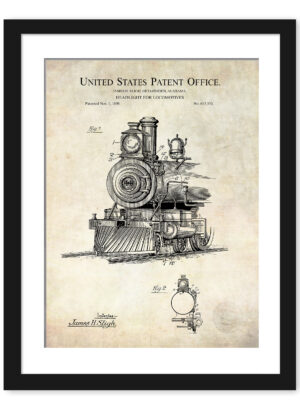 1898 patent illustration for a locomotive headlight.
