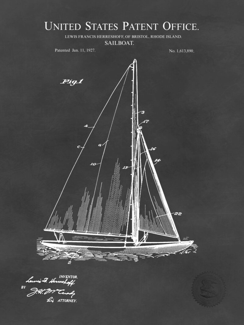 1927 Herreshoff Sailboat Patent Art Print