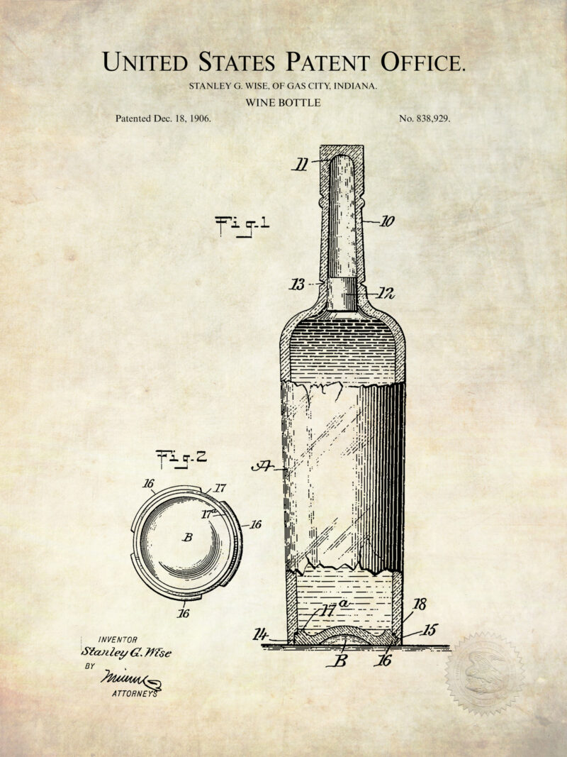 1906 bottle patent drawing.