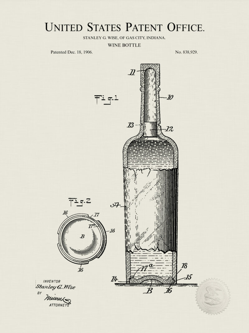 1906 bottle patent drawing.