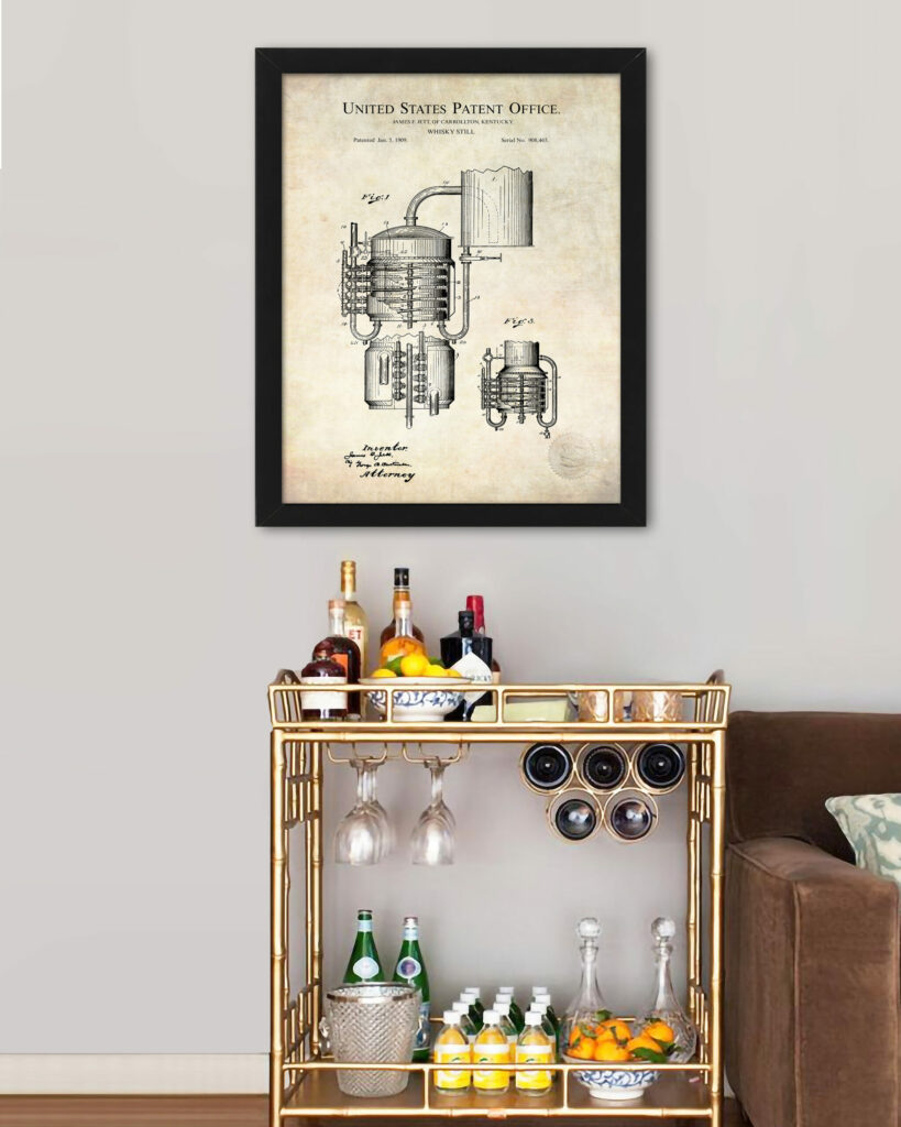 1909 J. Jett whiskey still patent illustration.