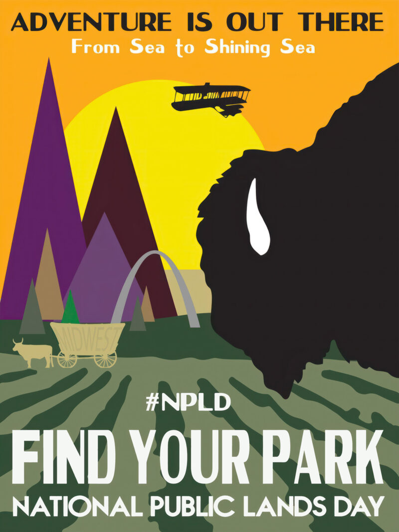 National Public Lands Day Poster with Bison Silhouette
