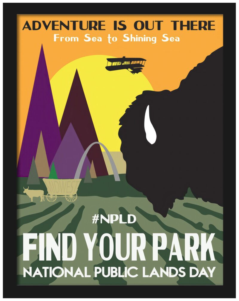 National Public Lands Day Poster with Bison Silhouette