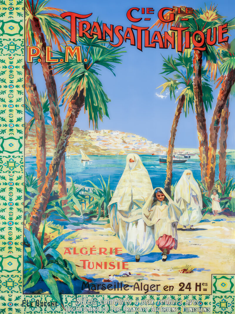 Vintage Algerie Tunisie Travel Poster Reproduction