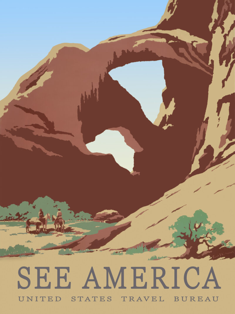 Vintage 1930s Arches National Park Poster Illustration