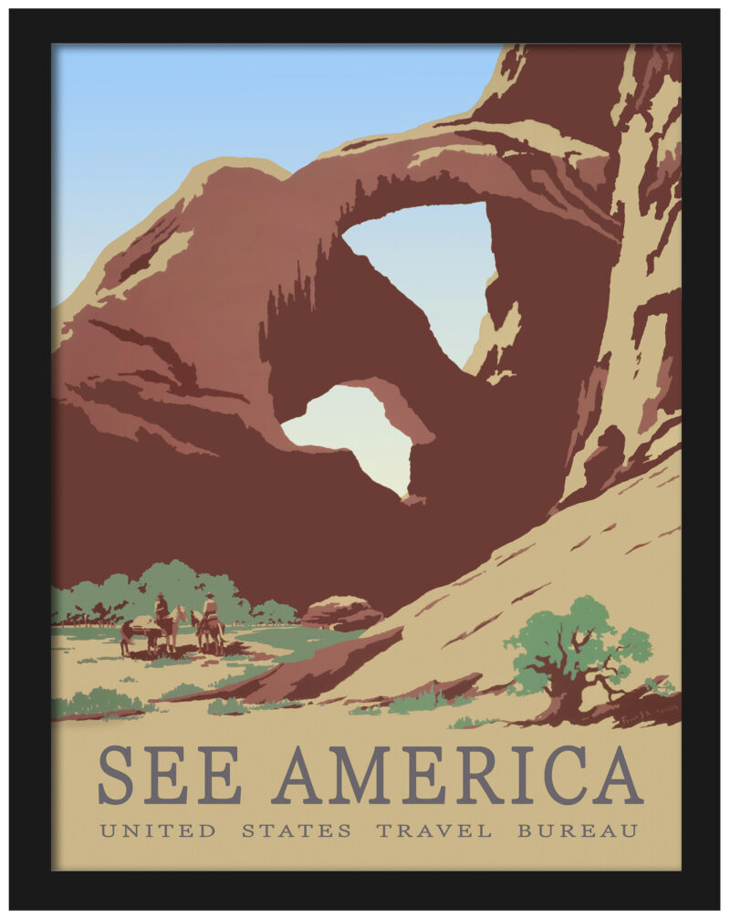 Vintage 1930s Arches National Park Poster Illustration