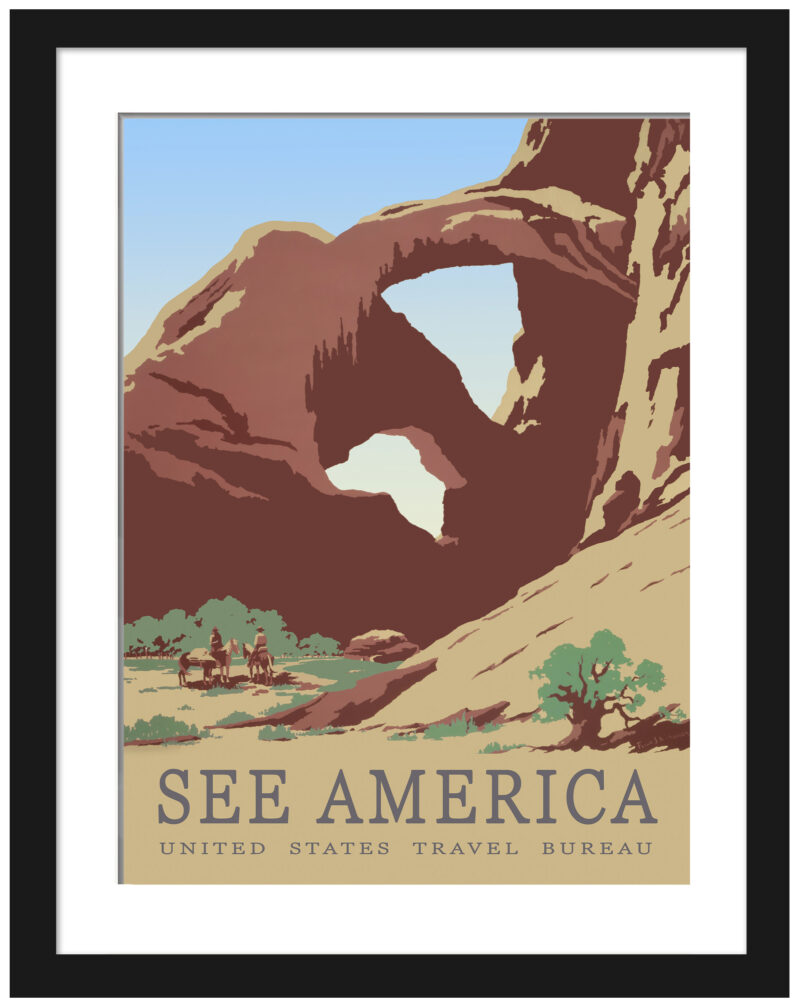 Vintage 1930s Arches National Park Poster Illustration