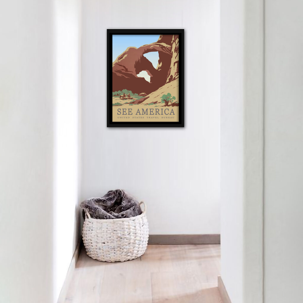 Vintage 1930s Arches National Park Poster Illustration
