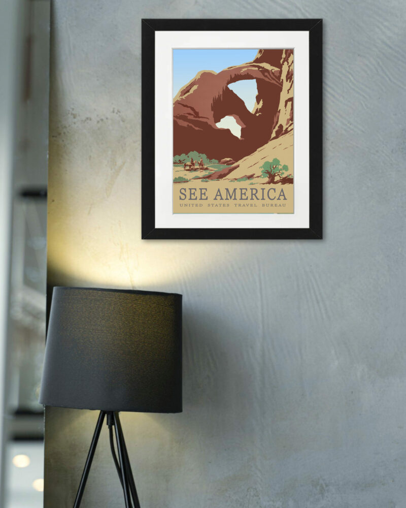 Vintage 1930s Arches National Park Poster Illustration