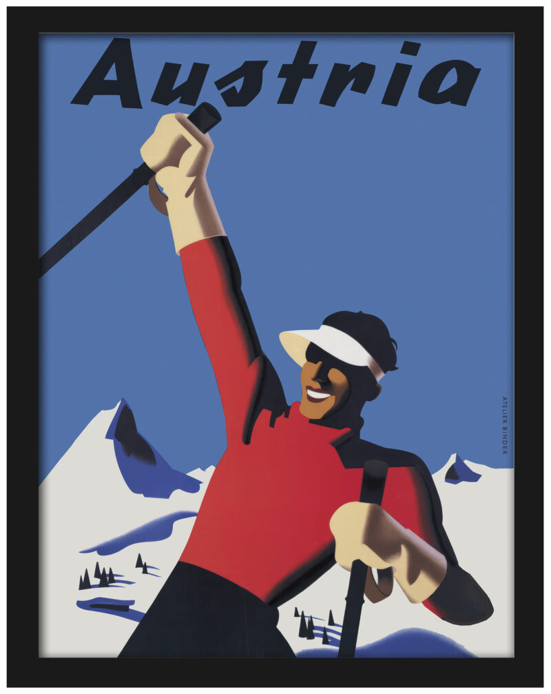 Vintage 1930s Austrian Skier Poster by Atelie Binder