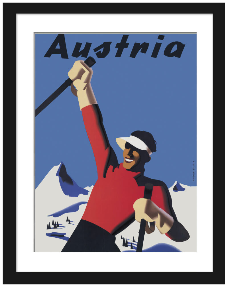 Vintage 1930s Austrian Skier Poster by Atelie Binder