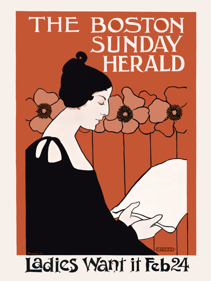 1895 Boston Herald Cover Art by Ethel Reed