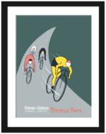 1955 vintage bicycle race promotional poster with colorful cyclists.