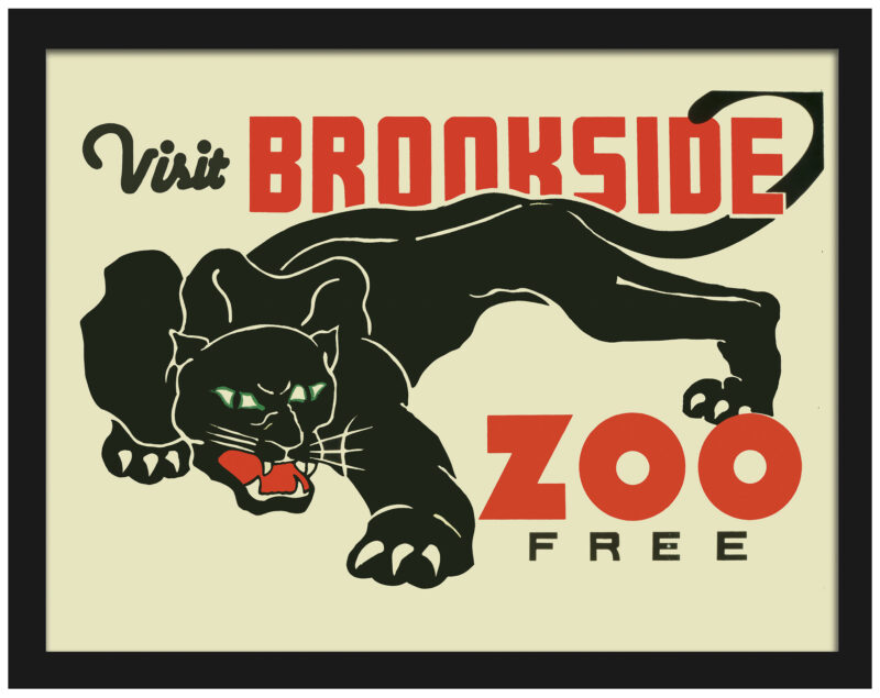 1936 Brookside Zoo vintage poster with black panther