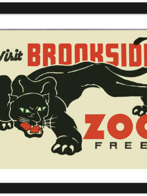1936 Brookside Zoo vintage poster with black panther